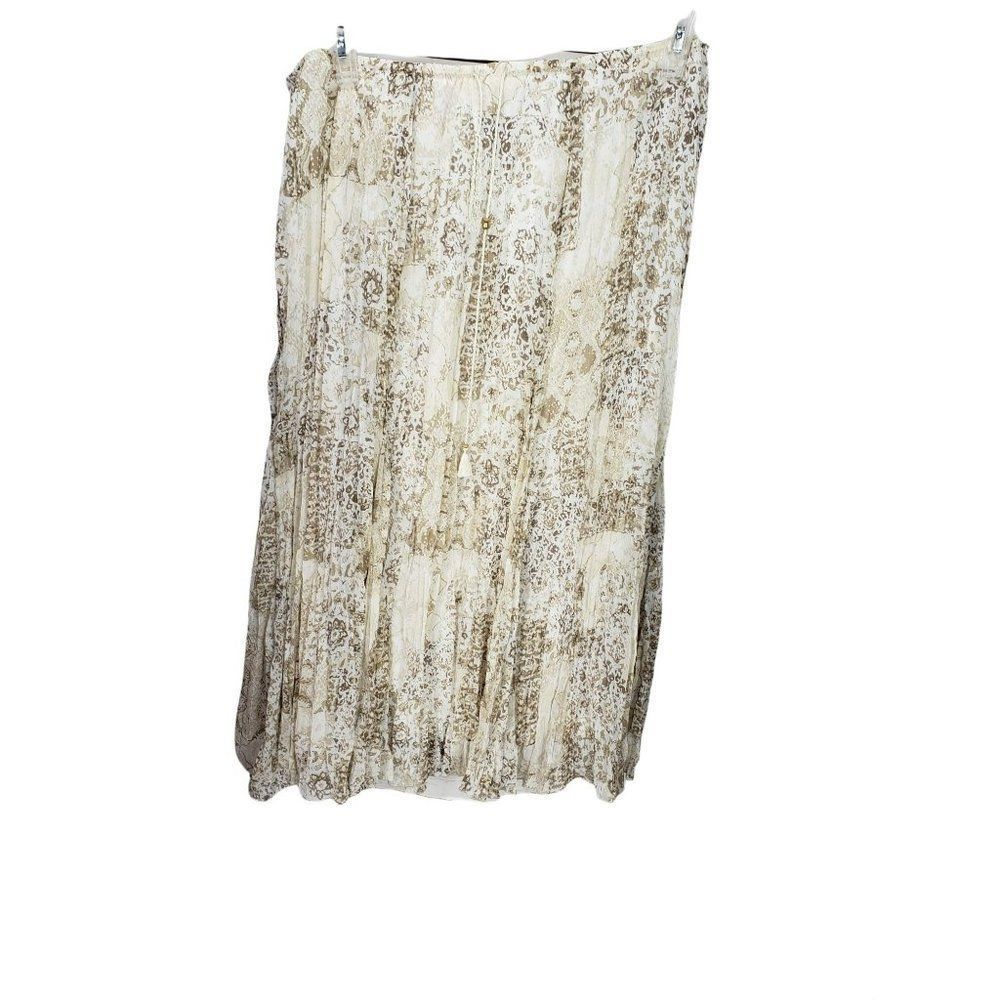 Ruby Rd. Layered Elastic Waist Printed Pleated Size 14 Skirt